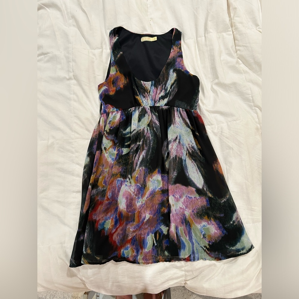 Pins and needles floral flared  dress hidden side zipper size M fully lined